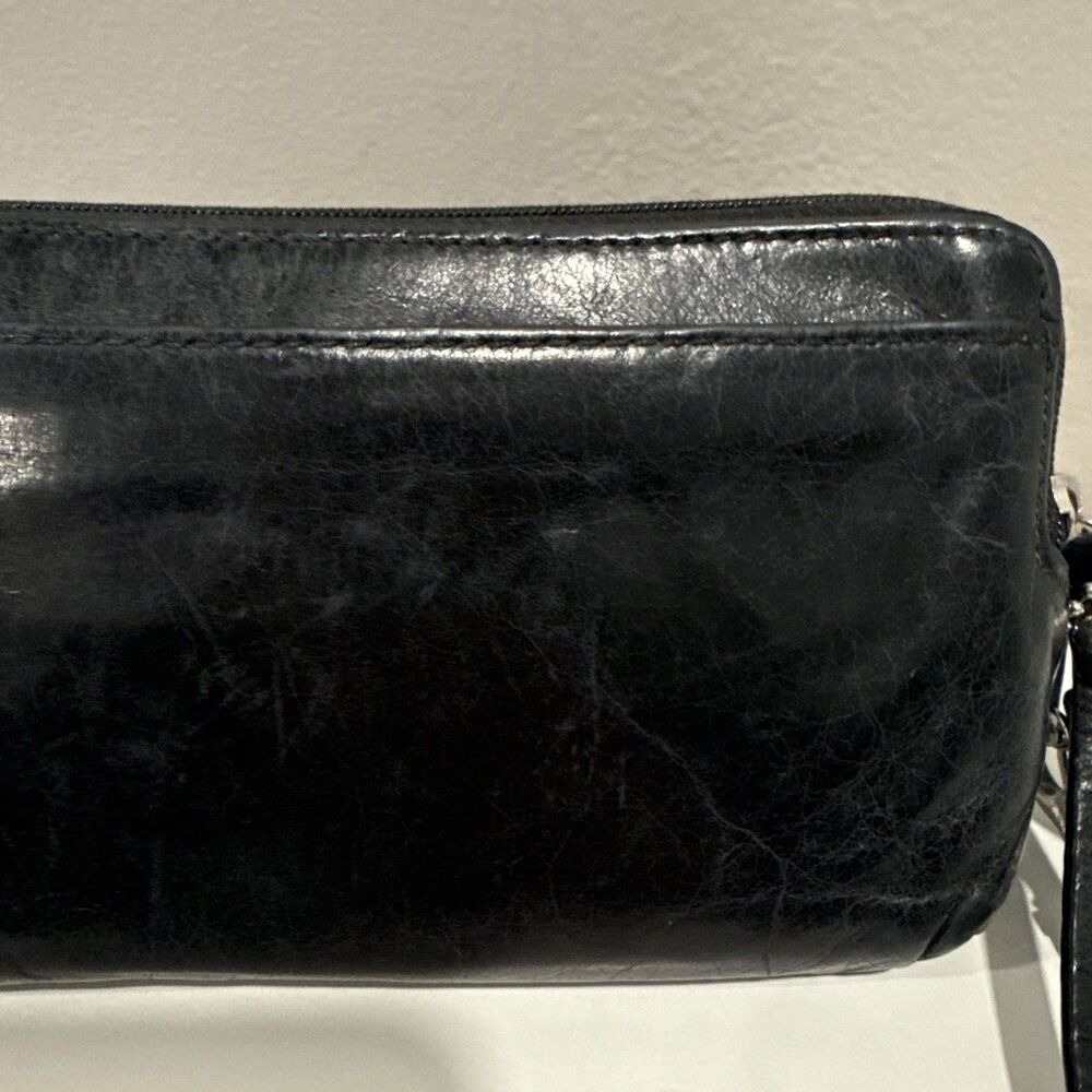 Coach Wristlet Black Leather Wallet Double Zip Striped Legacy Satin Lining 8x4 - Picture 11 of 16